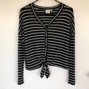 Good Luck Gem vertical b&w striped shirt